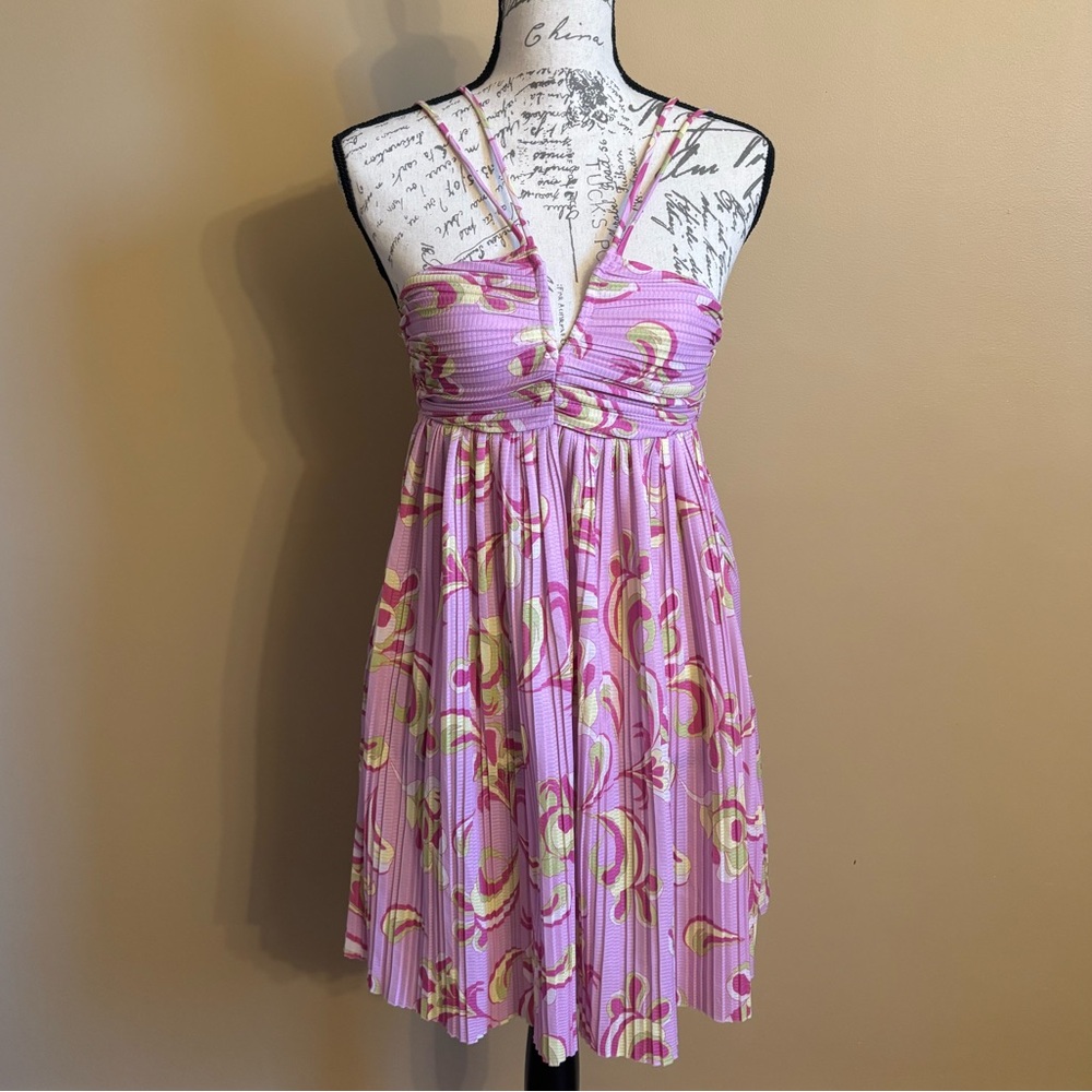 Zara Crinkle Pleated Baby Pink Summer Mini Dress